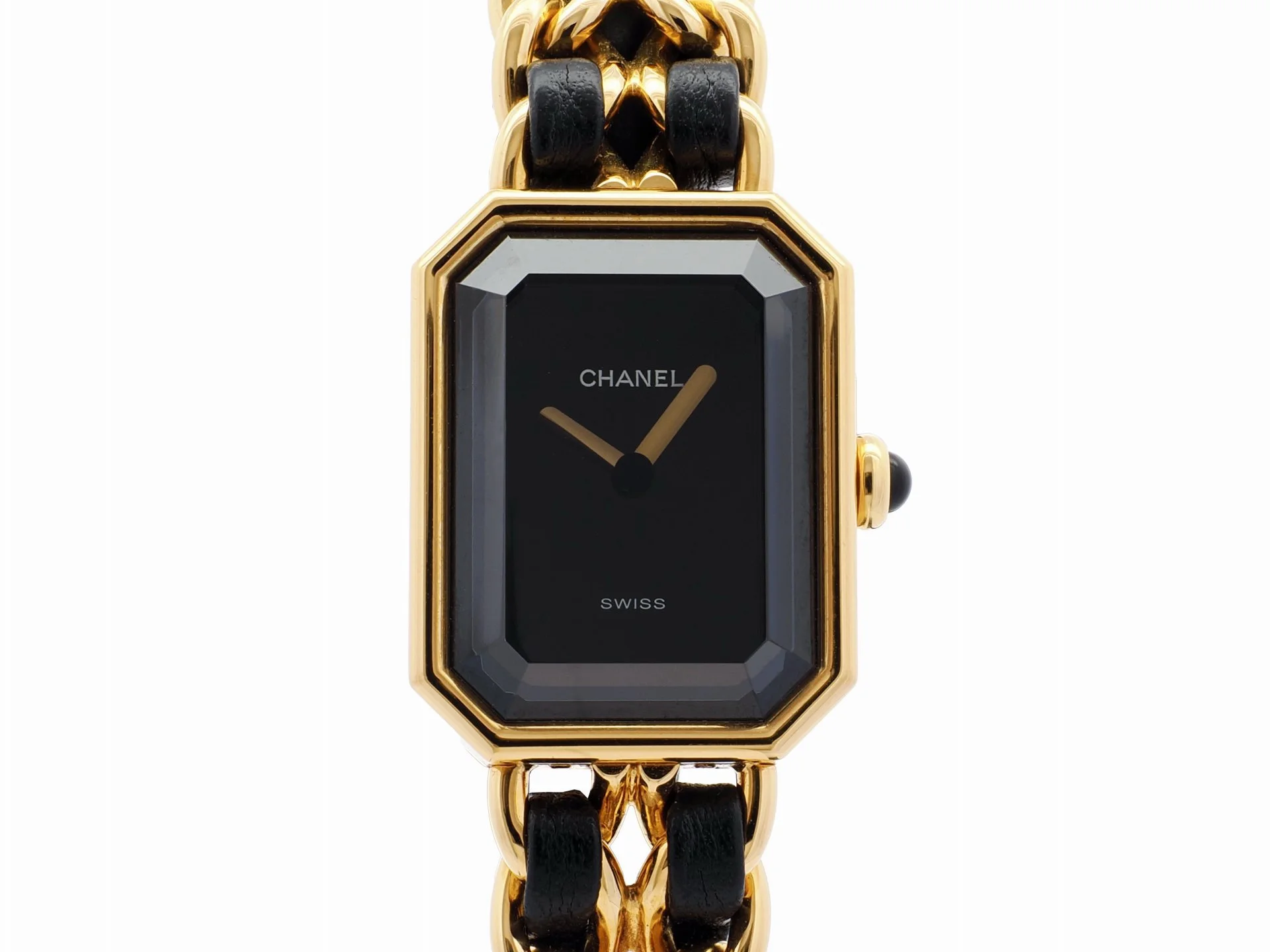 《豐原天一》香奈兒 CHANEL 首映 Premiere 26*20MM 18K金包925銀 皮繩 石英手錶 R13695-10
